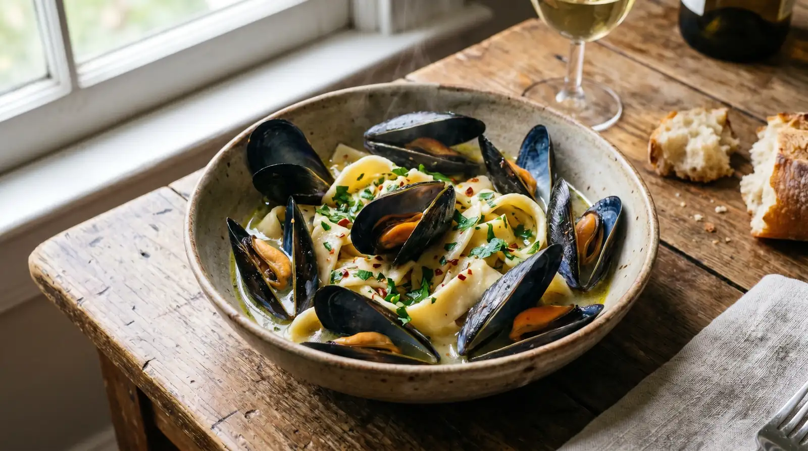 Mussel Pasta with Butrint Mussels: The Saranda Home Kitchen Version